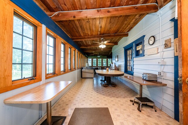5212 Pier Rd, Coloma, MI 49038 - sunroom / solarium featuring wood ceiling with exposed beams and tile patterned floors