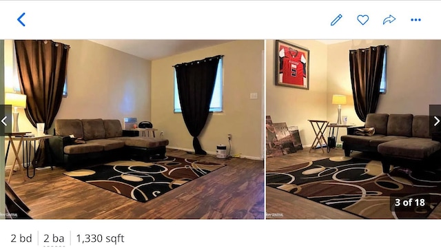 living room with wood-type flooring