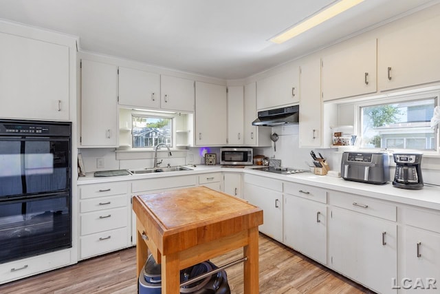 kitchen featuring light hardwood / wood-style flooring, white cabinetry, stainless steel appliances, and sink