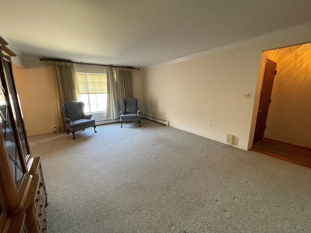 unfurnished room featuring carpet flooring and crown molding