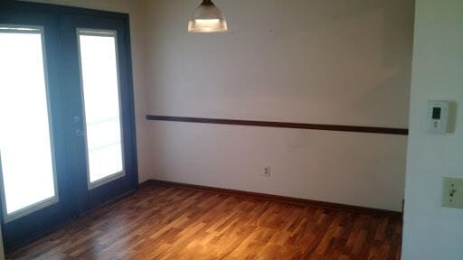 spare room with dark hardwood / wood-style flooring and a wealth of natural light