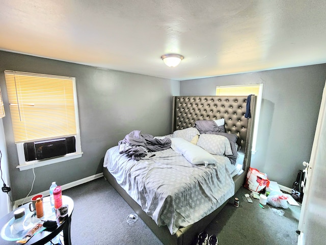 carpeted bedroom featuring cooling unit