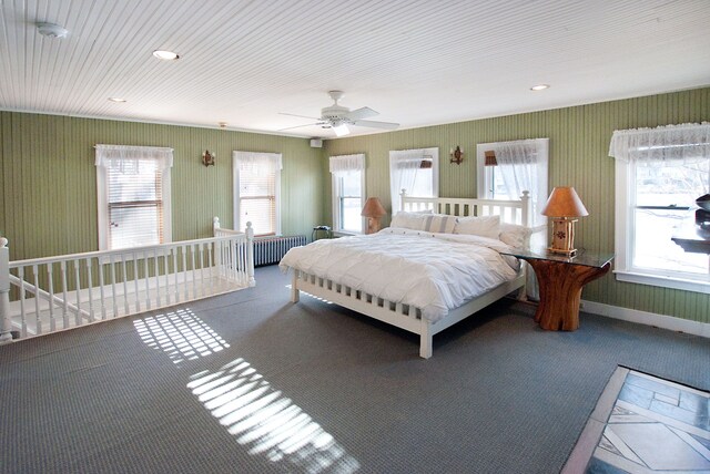 260 Oak Island Dr, Wolverine Lake, MI 48390 - carpeted bedroom featuring recessed lighting, baseboards, and a ceiling fan