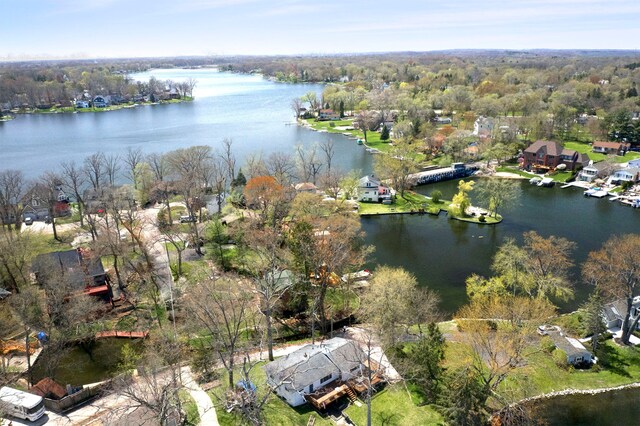 260 Oak Island Dr, Wolverine Lake, MI 48390 - aerial perspective of suburban area featuring a large body of water