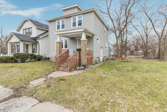 view of front of home with a front lawn