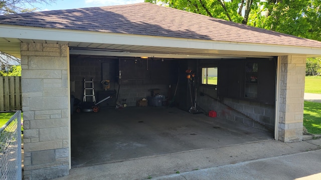 view of garage