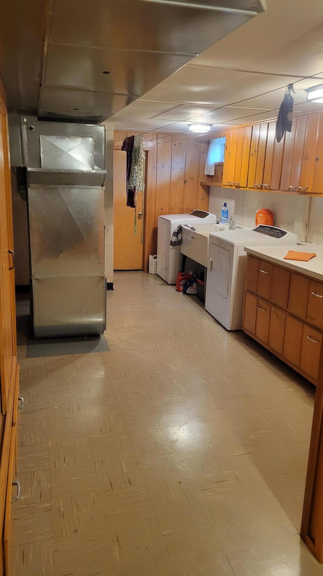 basement featuring washer and dryer