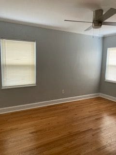 spare room featuring wood-type flooring