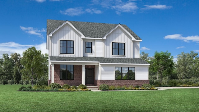 view of front of home with a front lawn