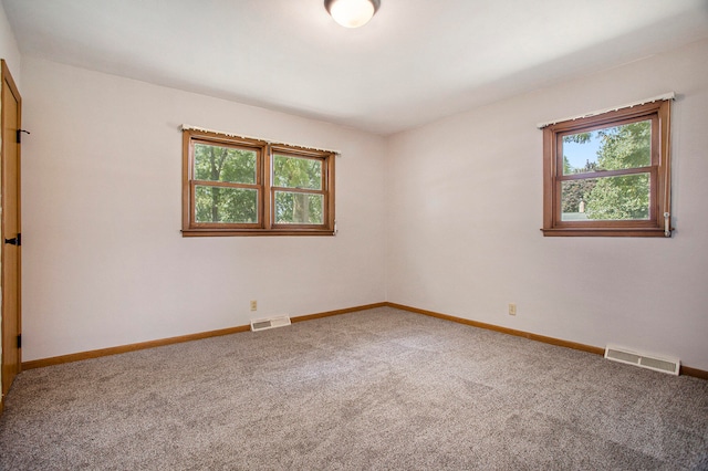 unfurnished room featuring carpet and plenty of natural light