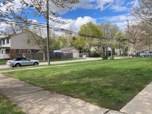 view of yard featuring a garage