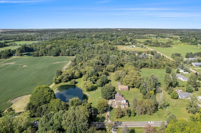 bird's eye view with a rural view and a water view