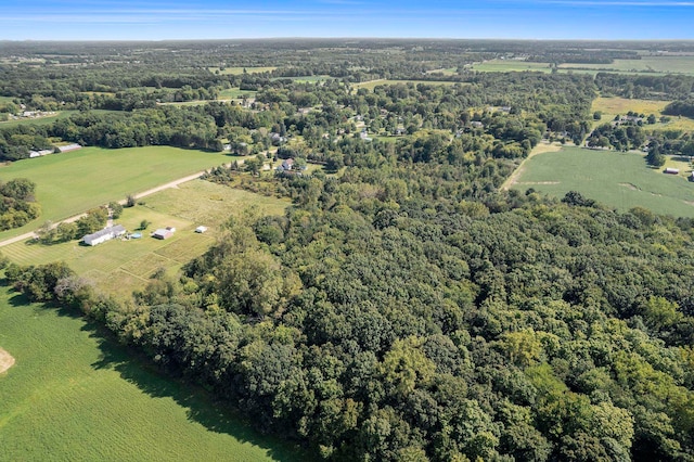 birds eye view of property featuring a rural view