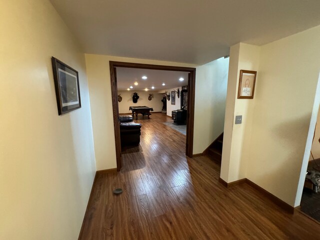 2065 S Lapeer Rd, Lapeer, MI 48446 - hallway featuring dark wood-style flooring and baseboards