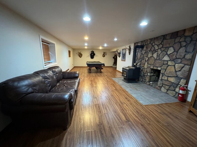 2065 S Lapeer Rd, Lapeer, MI 48446 - living room with billiards, wood finished floors, and recessed lighting