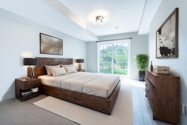 bedroom with light hardwood / wood-style floors