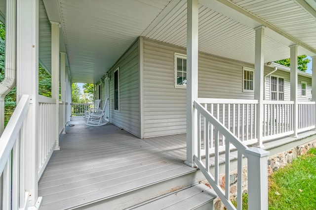 deck featuring a porch