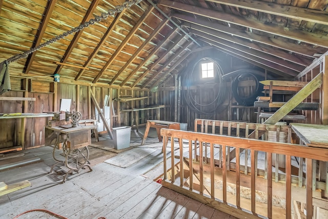 view of unfinished attic