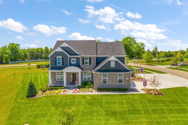 view of front of home with a front lawn