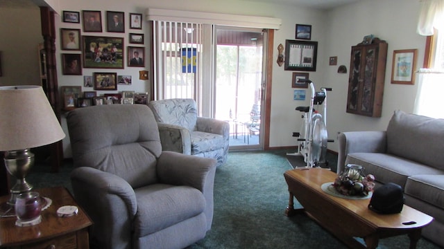 living room with carpet floors