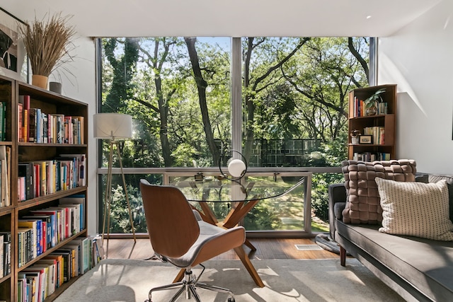 living area featuring light wood-type flooring