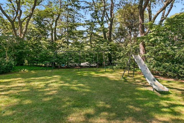 view of yard with a playground