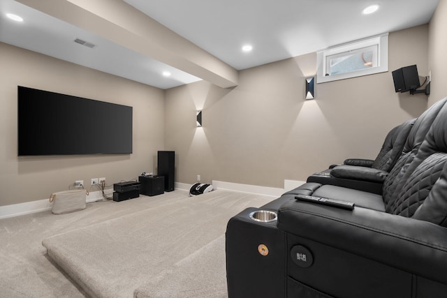 view of carpeted home theater