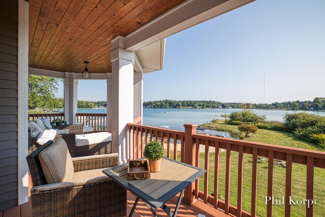 250 Shore Dr, Wayland, MI 49348 - balcony featuring a deck with water view