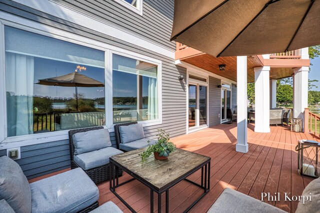 250 Shore Dr, Wayland, MI 49348 - deck with an outdoor hangout area