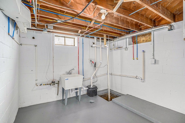 basement with sink