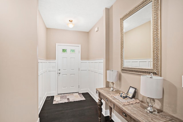 foyer entrance with dark hardwood / wood-style flooring