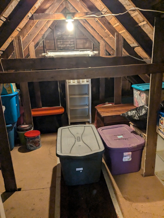 view of unfinished attic