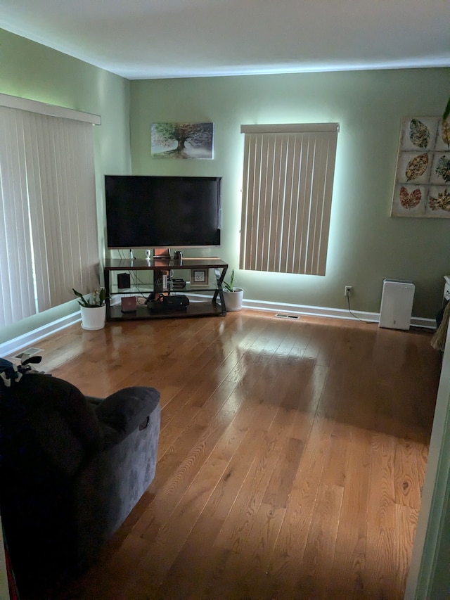 living room with hardwood / wood-style floors