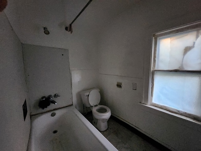 bathroom with a bathing tub and toilet