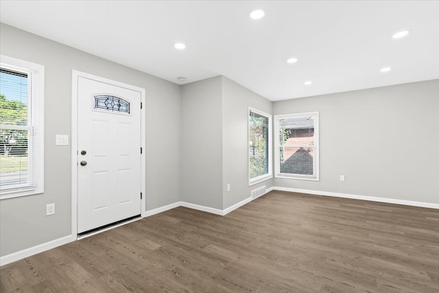 entrance foyer with dark wood-type flooring