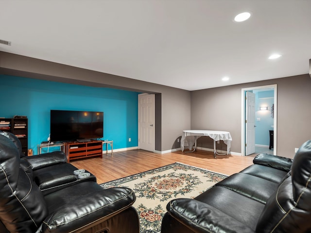 living room with hardwood / wood-style flooring