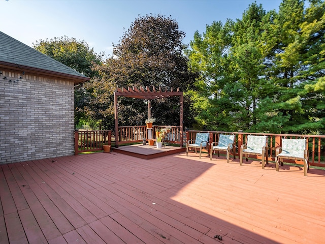 wooden terrace featuring a pergola