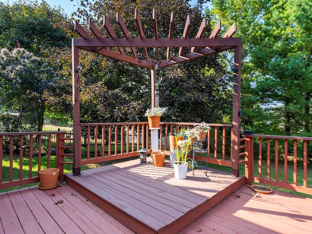 wooden terrace featuring a pergola