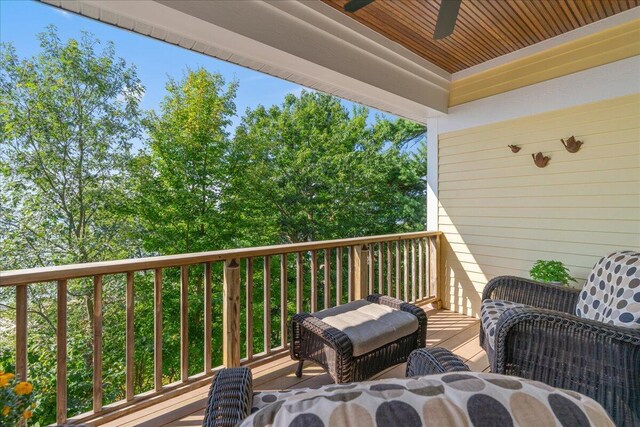 876 S Beach, Pentwater, MI 49449 - wooden deck with a ceiling fan