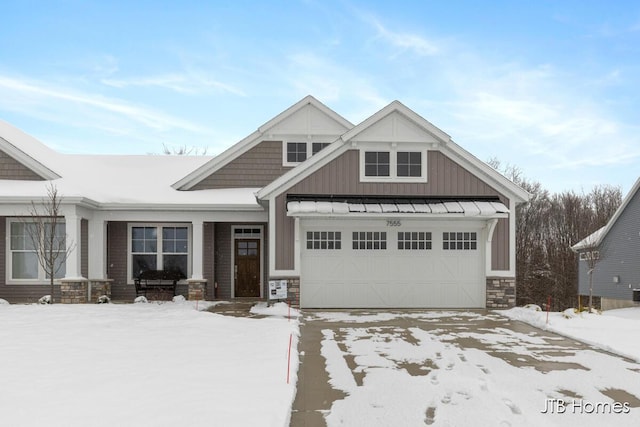 craftsman inspired home featuring a garage