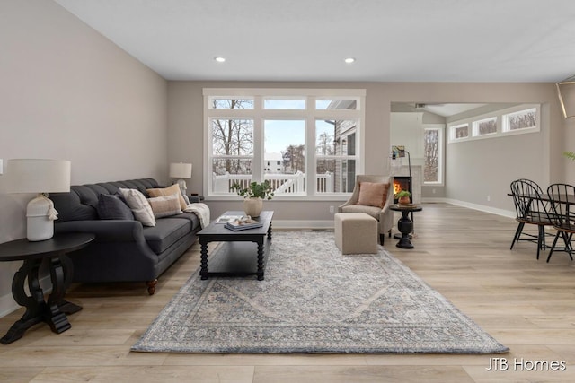 living room featuring light hardwood / wood-style flooring