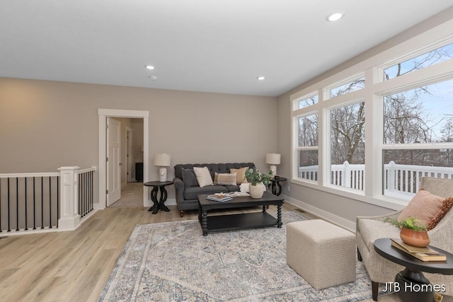 living room with light wood-type flooring