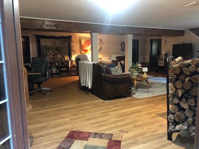 living room with light wood-type flooring