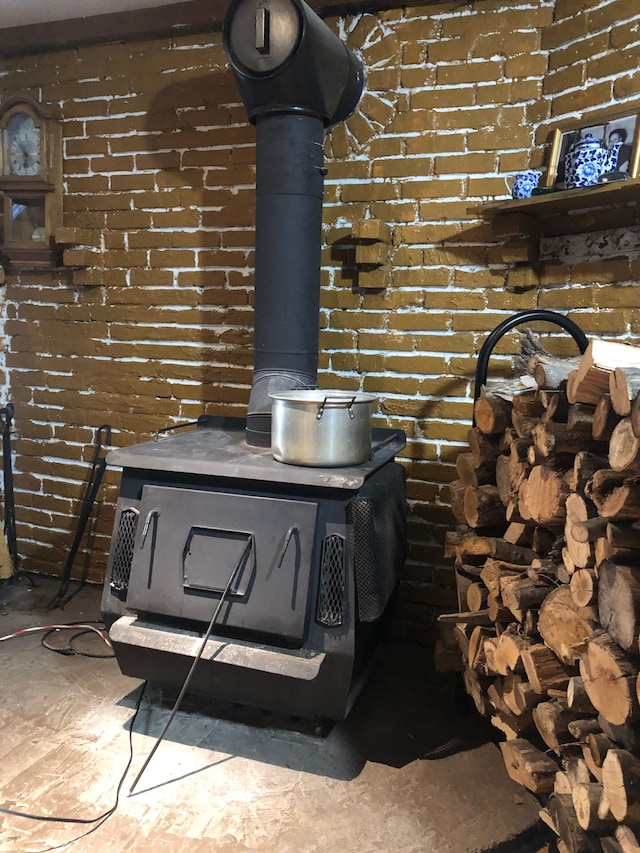 details featuring a wood stove