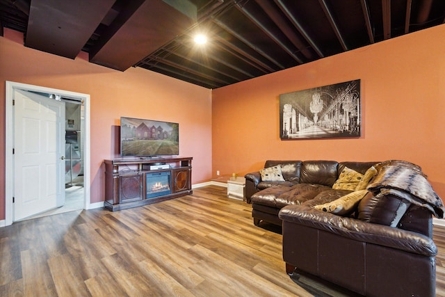 living room with hardwood / wood-style flooring