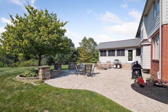 view of patio / terrace featuring a grill