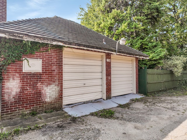 view of garage