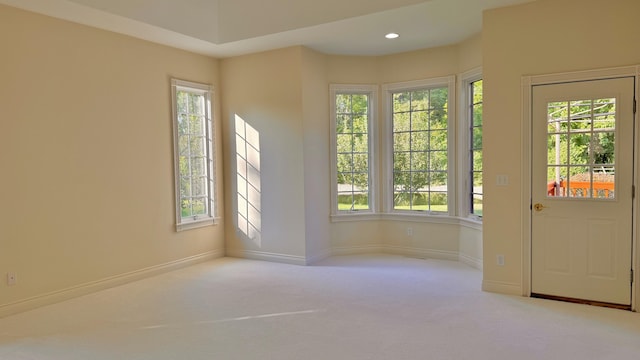 spare room with light colored carpet