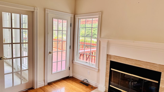 entryway with hardwood / wood-style floors