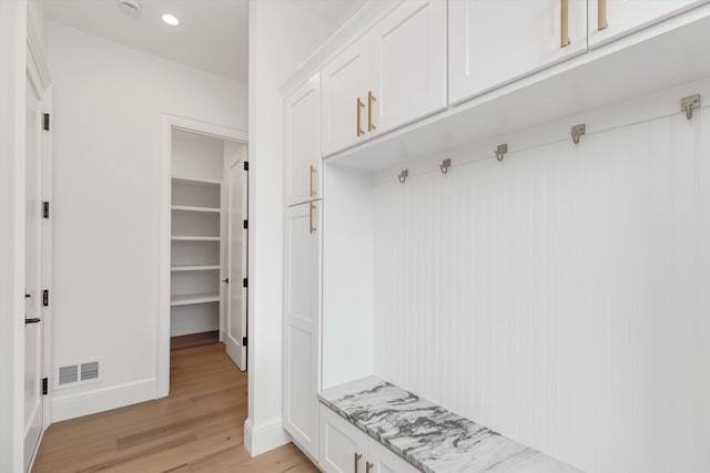 mudroom featuring light hardwood / wood-style flooring